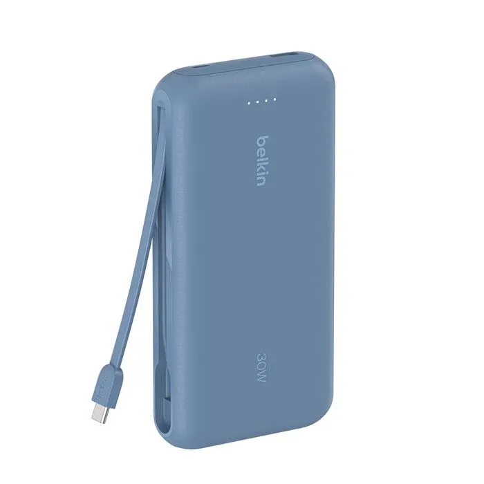 Belkin BoostCharge | 20.000mAh-powerbank met geïntegreerde USB-C-kabel – Blauw