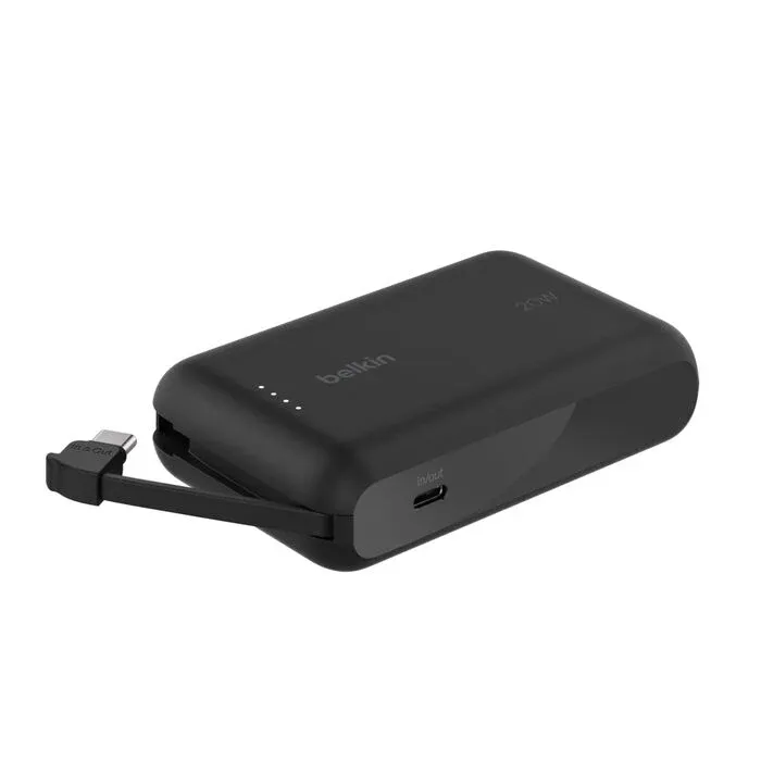 Belkin BoostCharge | 10.000mAh-powerbank met geïntegreerde USB-C-kabel - Zwart