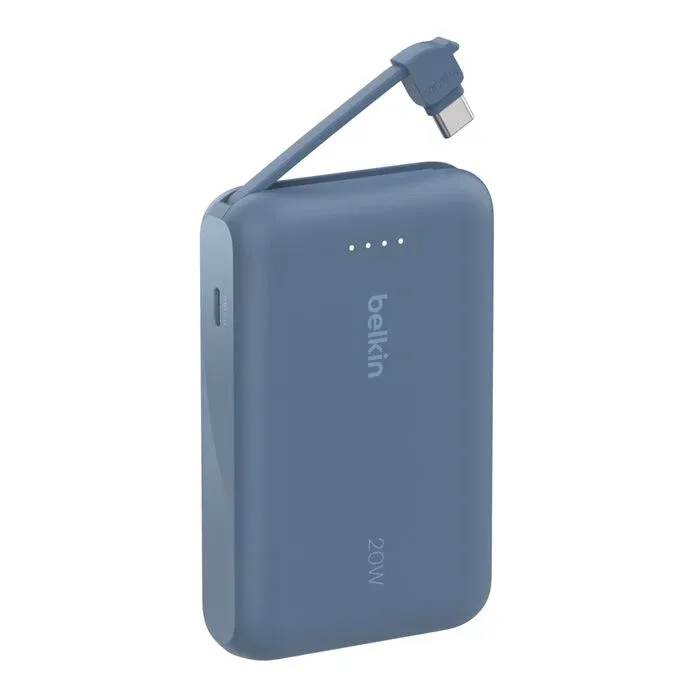 Belkin BoostCharge | 10.000mAh-powerbank met geïntegreerde USB-C-kabel – Blauw