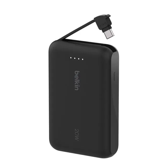Belkin BoostCharge | 10.000mAh-powerbank met geïntegreerde USB-C-kabel – Zwart